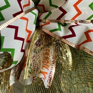 Homemade Fall Holiday ribbon wreath 14 inch wreath form
